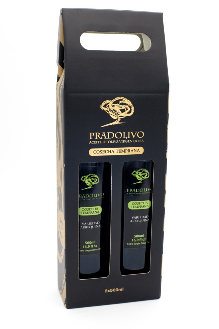 AOVE Pradolivo Cosecha Temprana Arbequina Pack Regalo 2x500ml